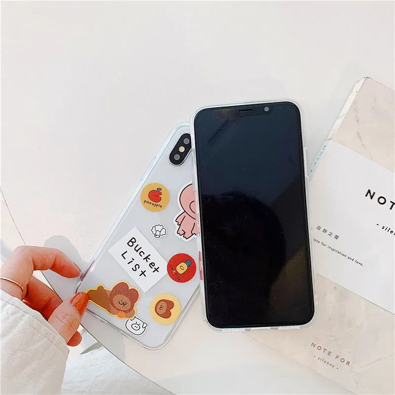 cute pig Lovely Little bear Soft Silicone Phone Shell Case for iPhone X XS Max XR 6 6S 7 8 Plus 10 TPU clear Cover |