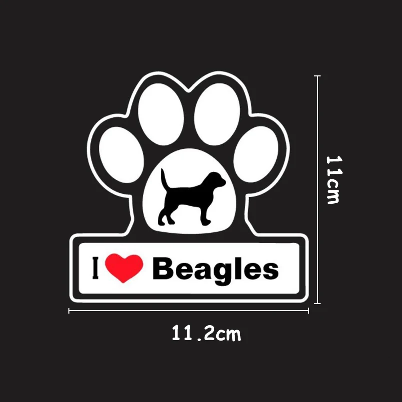 

BEMOST 11.2*11CM I LOVE BEAGLES DOG Paw Creative Personality Love Pet Car Sticker Decorative Decals Car Accessories Styling