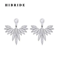 hibride new design white gold color aaa cubic zircon stud earrings for women birdal accessories boucle doreille jewelry e 01
