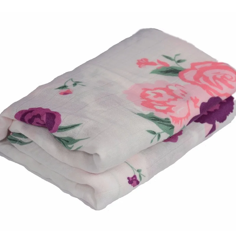 Фиолетовое Flowe 70% бамбуковое волокно + 30% хлопковое муслиновое одеяло мягкое