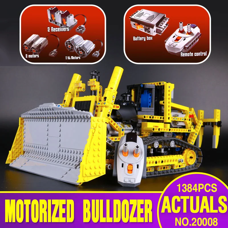 DHL 20008 technic series дистанционное управление lthe бульдозерная Модель Сборка строительных блоков Кирпичи наборы совместимы с 8275 игрушечными автомобилями