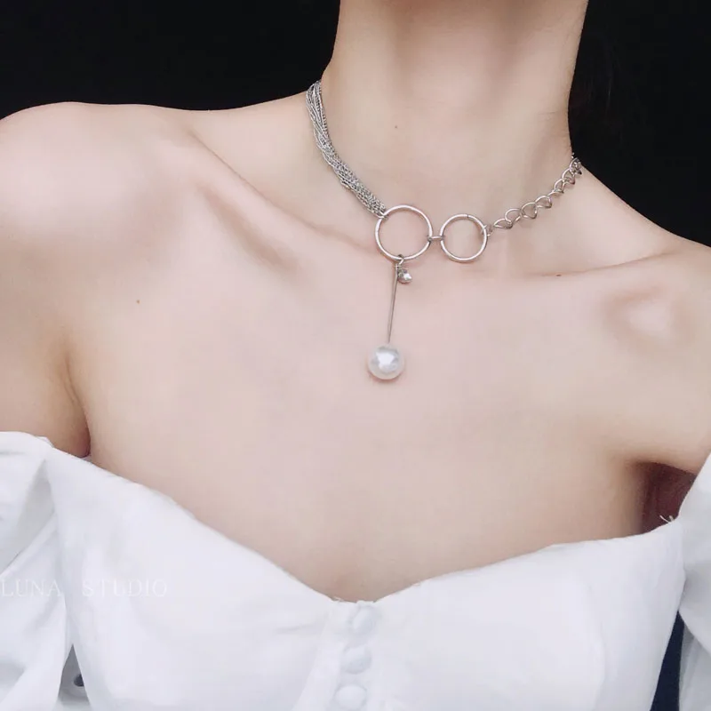 Cos Store, новинка, Летний стиль, серебряная цепочка, колье, ожерелье, горячее предложение, жемчужные вечерние, короткое ожерелье для женщин,, Femme Bijoux