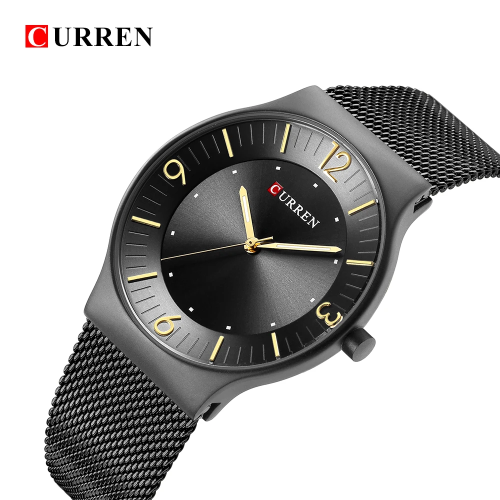 CURREN новые модные простые деловые Цифровые кварцевые мужские часы полностью стальные водонепроницаемые мужские наручные часы Montre Homme