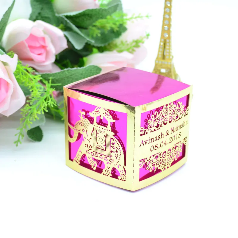 50 pieces Ganesha elephant wedding favors laser cut candy boxes | Дом и сад