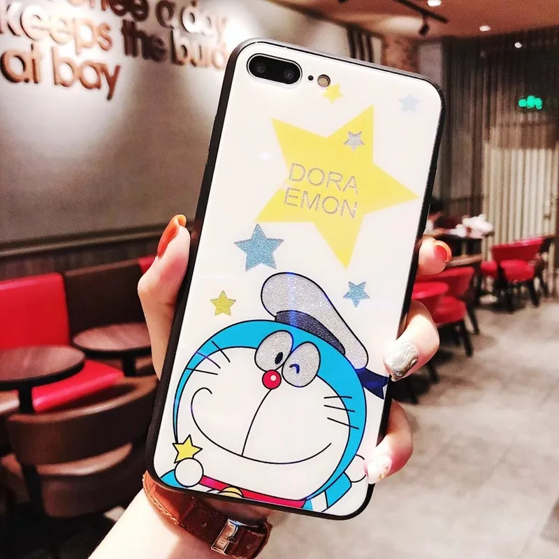 Мультфильм милый Doraemon шаблон телефона чехлы для iPhone X 7 8 плюс крышка 6 6s синий