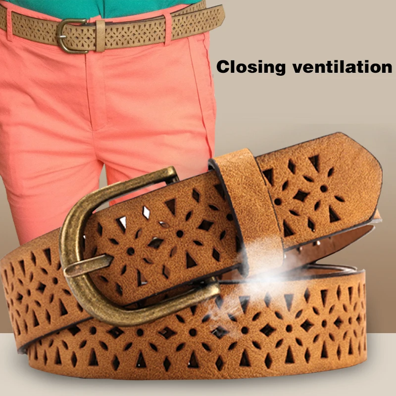 HIMUNU 2016 НОВАЯ Мода Искусственной Кожи Женщин Пояса выдолбленные Тип D Пряжкой