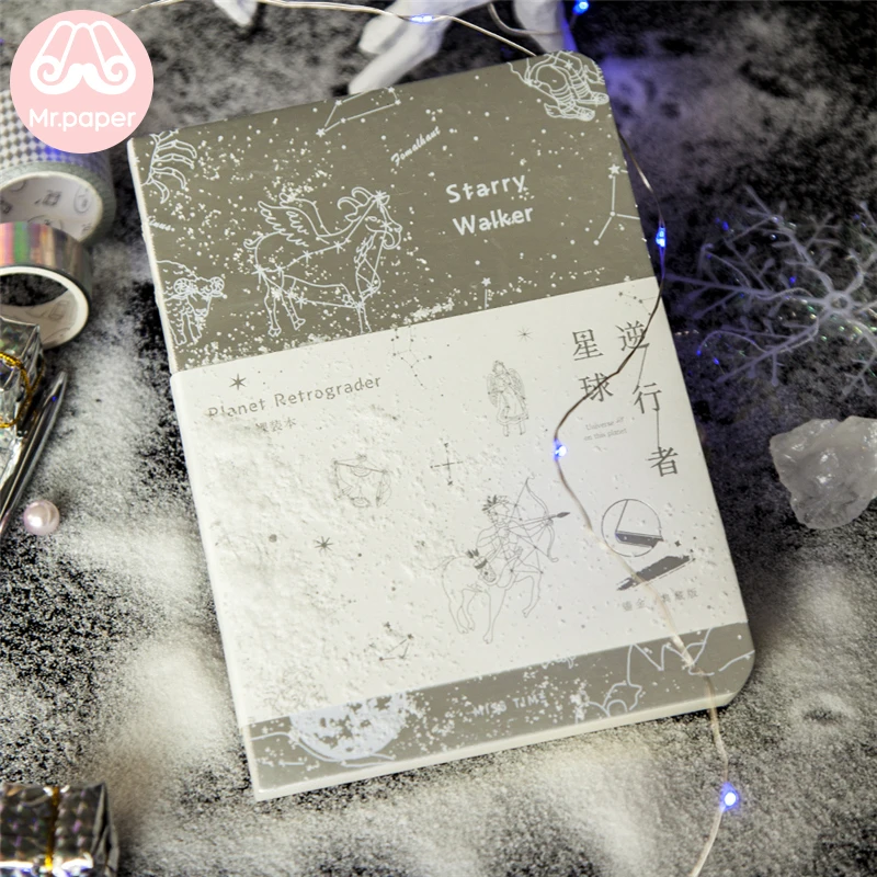 Mr Paper Gold Sliver Stamping Starry Walker Constellation Blank Notebook Student Study Bullet Journal Scrapbook Planner Notebook|Записные