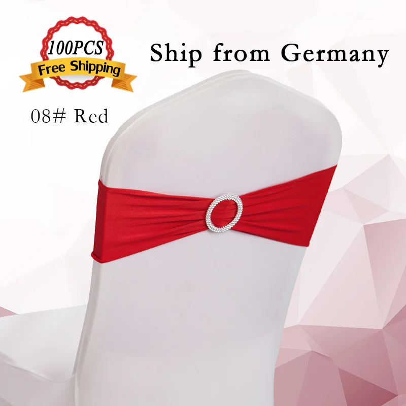 Оптовая продажа 100 шт. лайкра ремешки для стула с круглой пряжкой свадебный