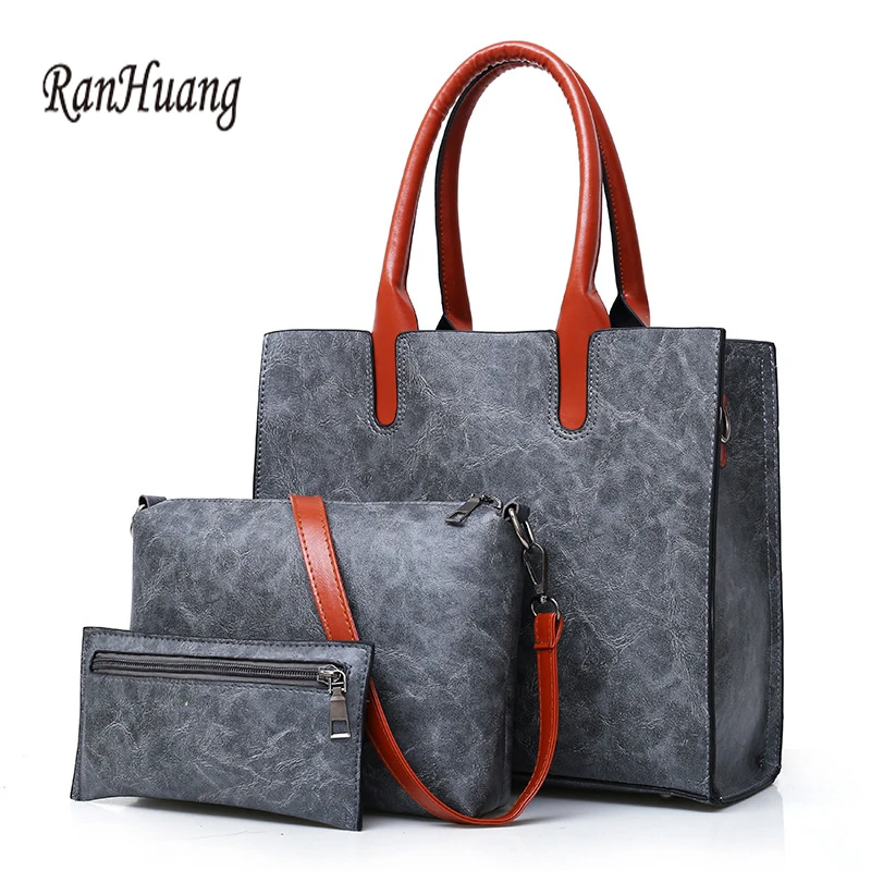 RanHuang 3 комплекта модные сумки женские кожаные 2019 Женские повседневные на плечо