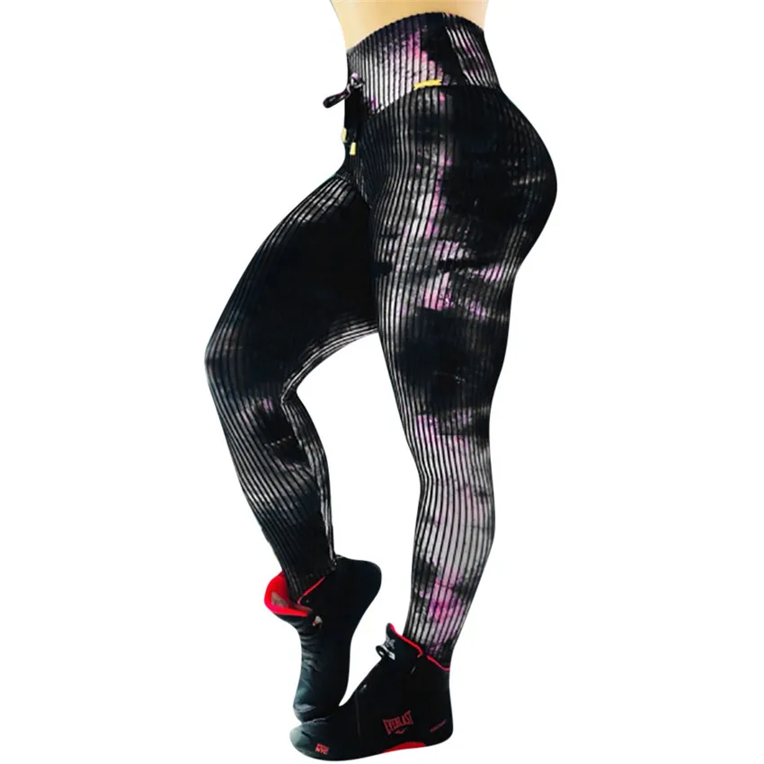 Брюки с высокой талией и принтом женские модные леггинсы для тренировок фитнеса