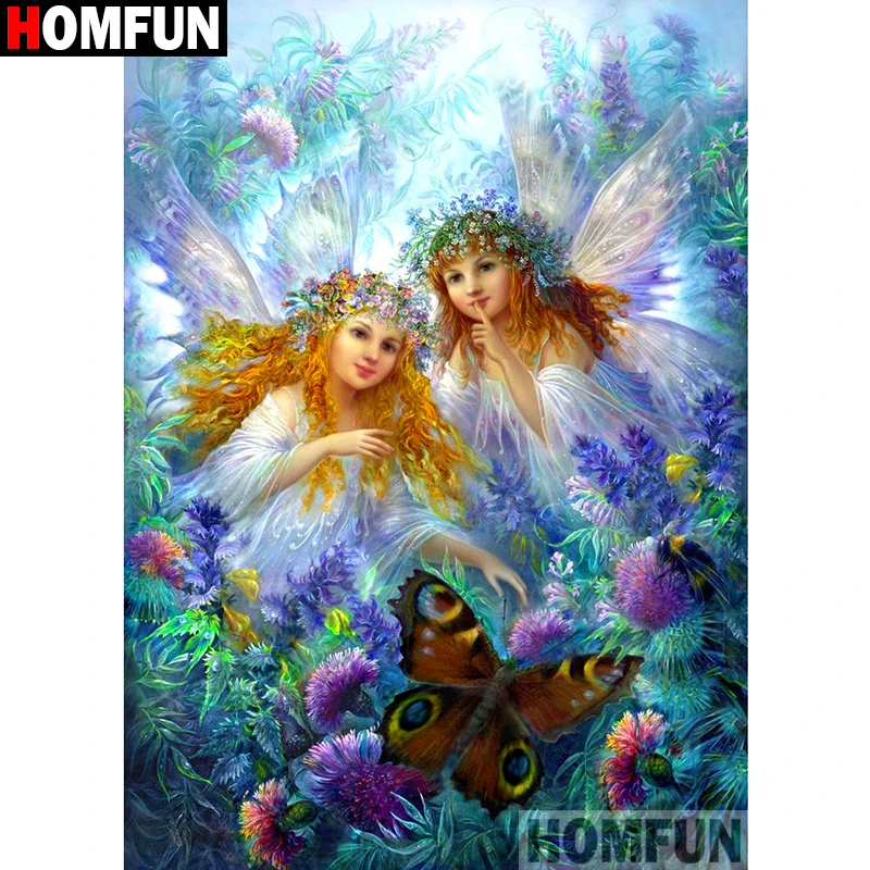 Алмазная 5D картина HOMFUN ангельская Фея вышивка крестиком полная выкладка