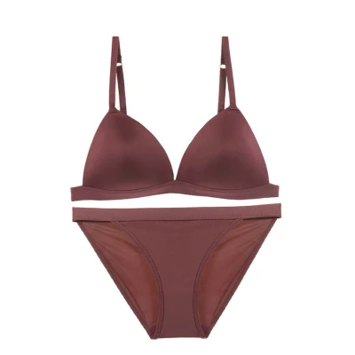 Sexybra набор, без стального кольца нижнее белье, Женский комфорт, без шрамов, крест грудь бюстгальтер - Цвет: Brown  D