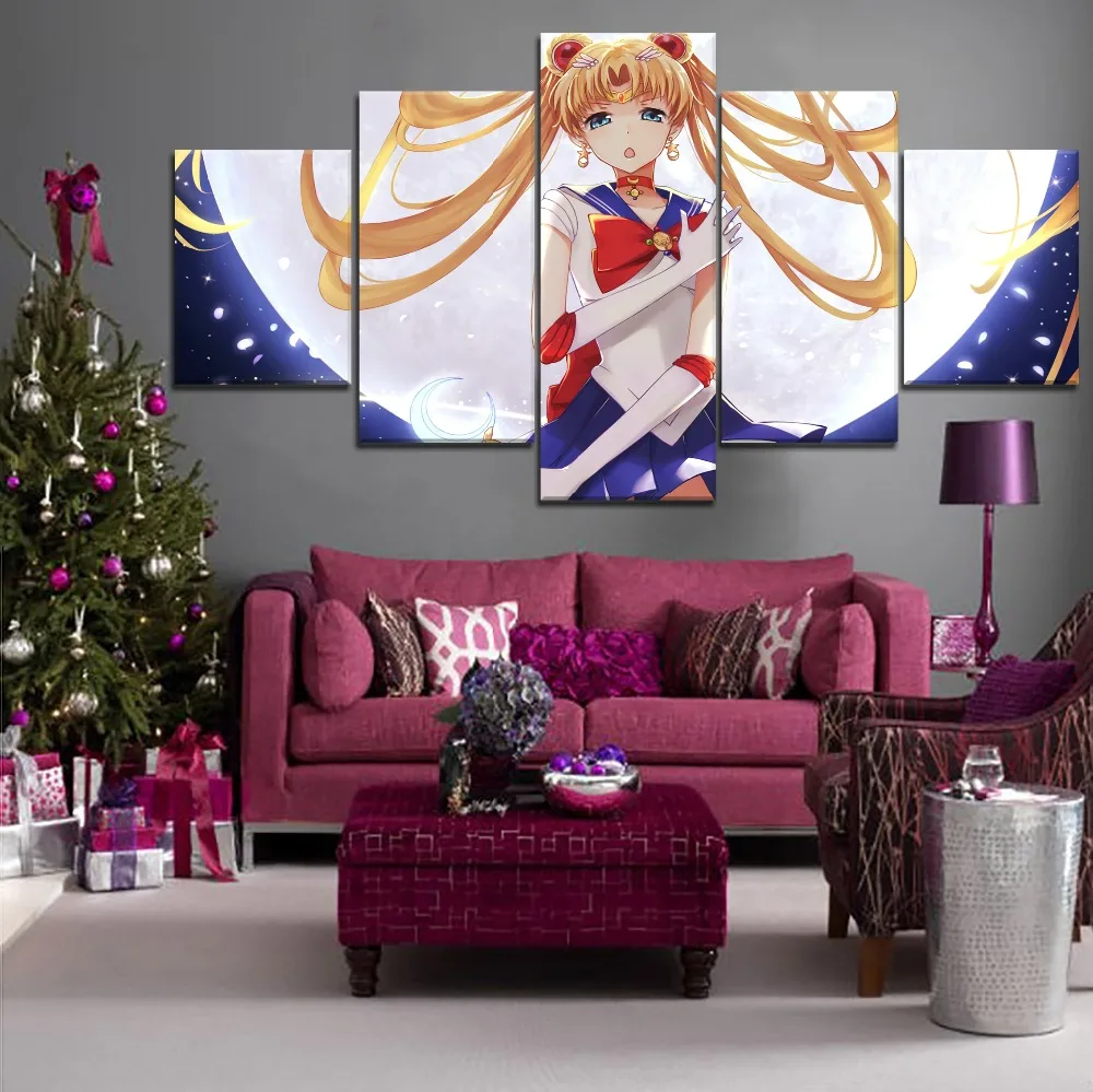5 шт. Холст Искусство Сейлор Мун Аниме девушка плакат Cuadros Decoracion картины на холсте