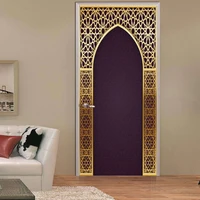 new 2pcsset 3d creative arabic style door stickers wallpaper bedroom living room corridor wall stickers home door decoration