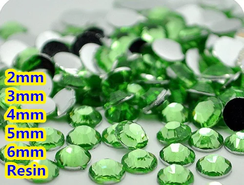 

Green Color 2mm,3mm,4mm,5mm,6mm Facets Flat Back Resin Rhinestone Nail Art Gems Decoration