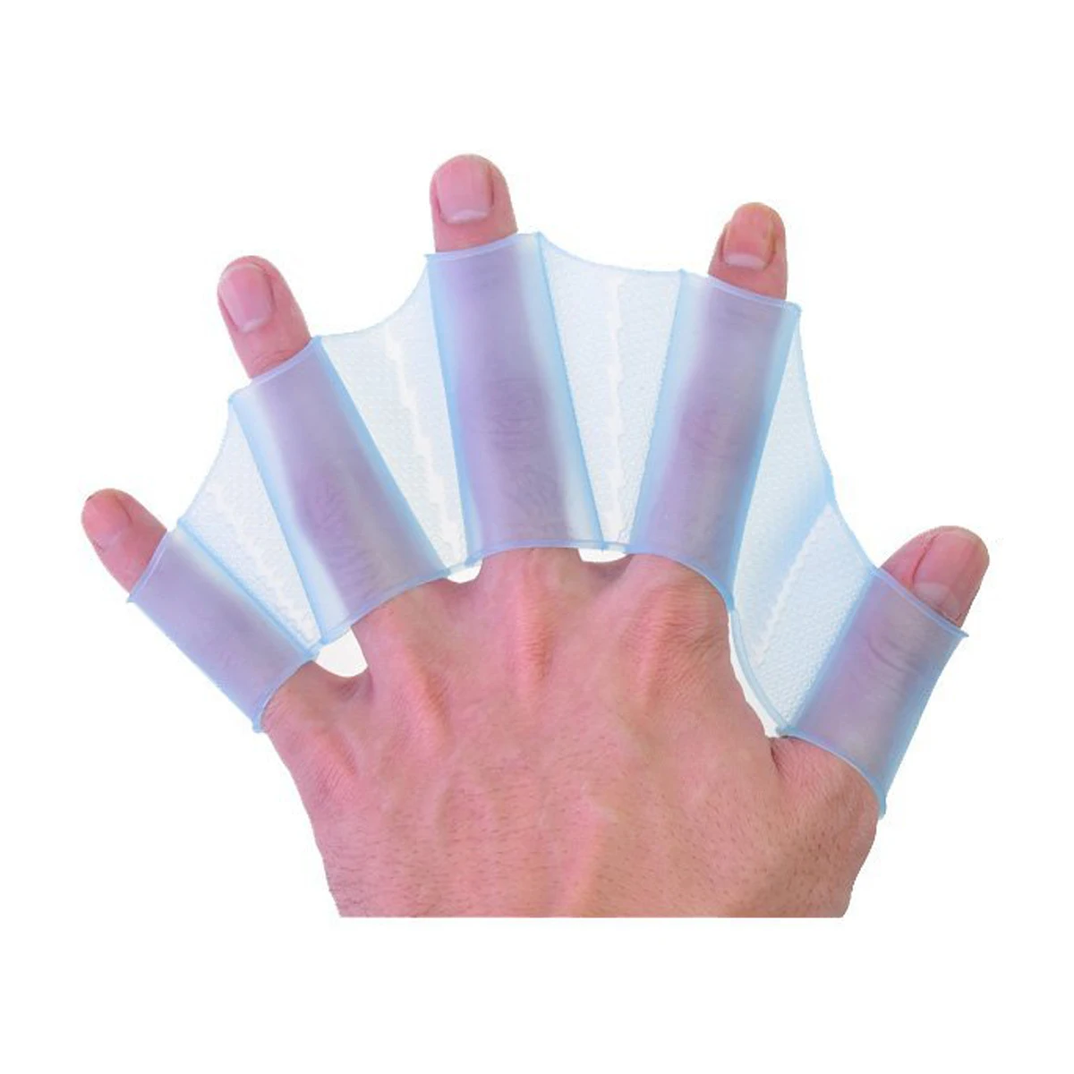 

Silicone Swim Gear Fins Hand Webbed Flippers Training Glove L Size 7.1" x 2.4" x 0.1" Blue