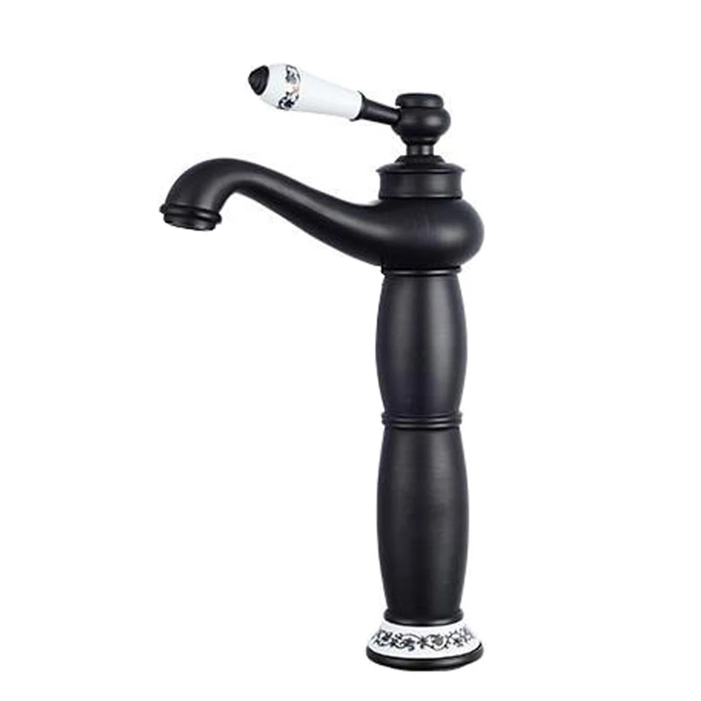 Высокий античный латунный Смеситель для раковины с креплением на столешницу