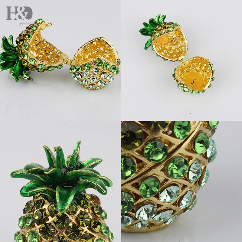 H &amp D 2 6 &quotBejeweled ананас безделушка коробка ручная роспись Коллекционная