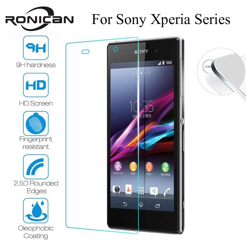 

RONICAN 9H 2.5D Tempered Glass For Sony Xperia Z1 Z2 Z3 Z4 Z5 Compact M2 M4 Aqua M5 Screen Protector Toughened Glass Screen Film