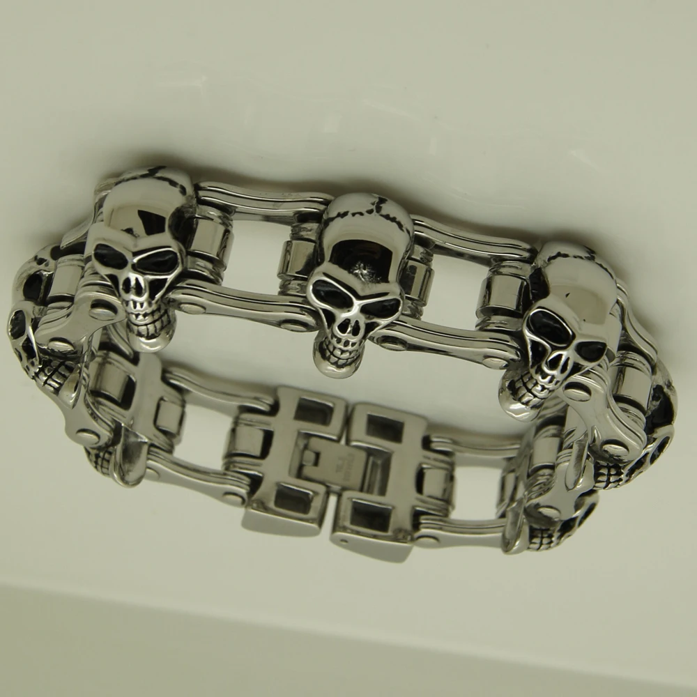 Мужской браслет из нержавеющей стали с черепом шириной 153 7 г 4 мм | Украшения и