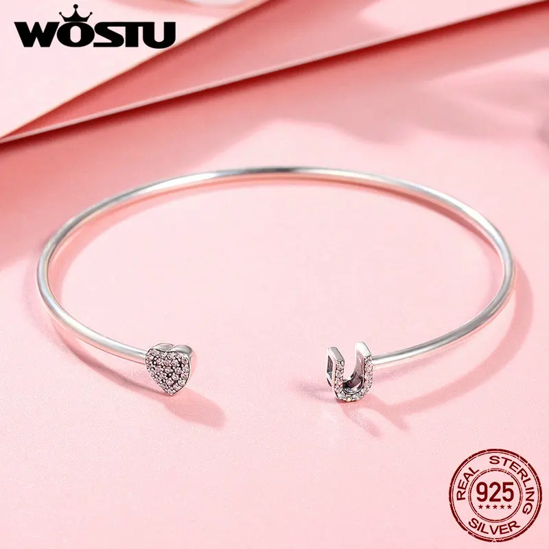 Женский браслет на запястье WOSTU регулируемый из стерлингового серебра 925 пробы с