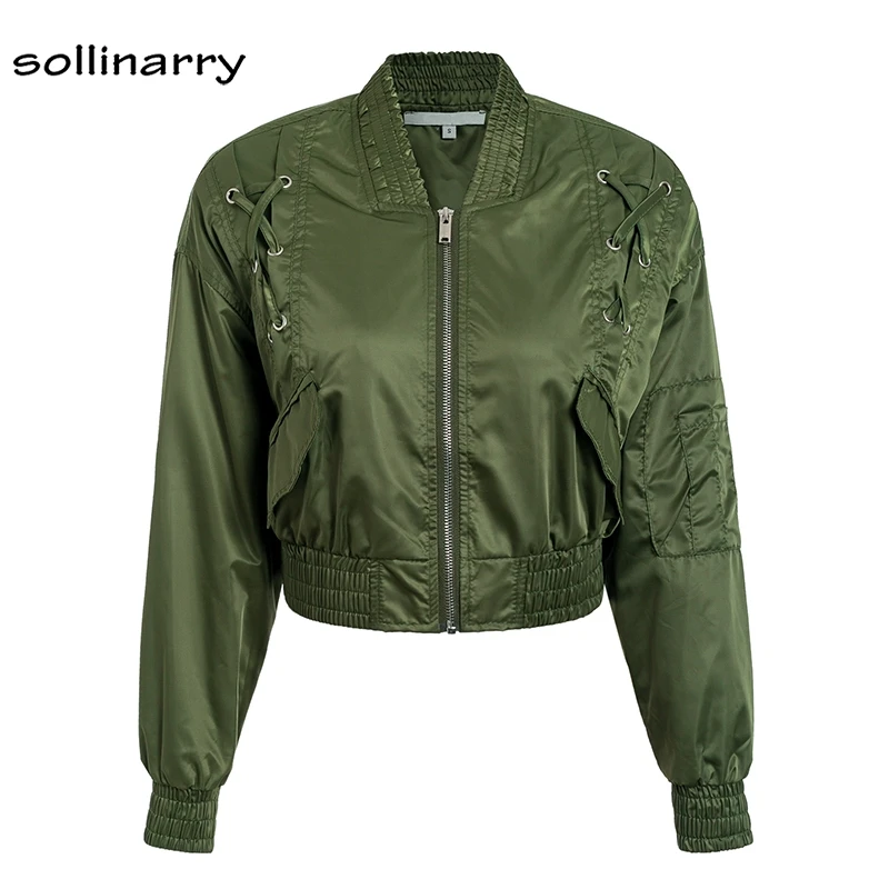 Sollinarry Атлас Базовая куртка Для женщин с длинным рукавом кружева ветровка