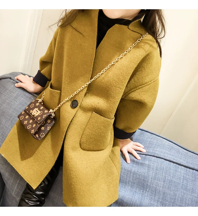 New Fashion Spring Autumn Girls Kids Wool Thin Jacket Coat Outer Clothing Comfortable Baby Clothes Dark Yellow Color | Детская одежда и