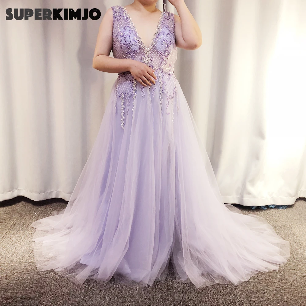 

real picture prom dresses 2019 crystal beaded sequins a line side slit sleeveless tulle floor length evening dresses gowns