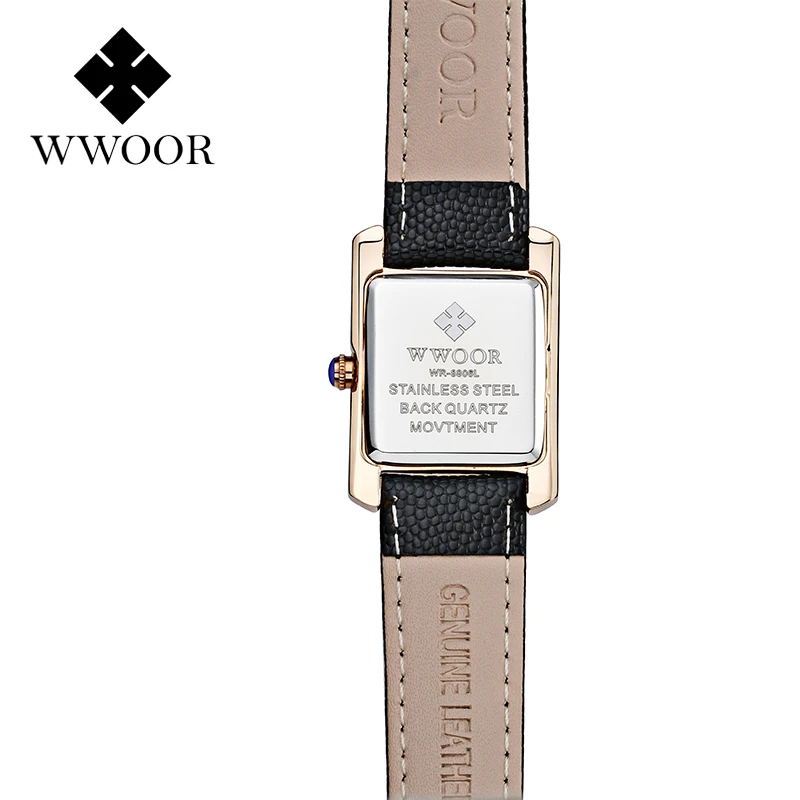 Топ класса люкс WWOOR новые женские часы крутые золотые черные Кристальные ремешок