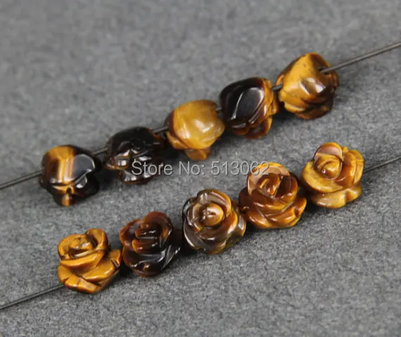 10 мм натуральный желтый тигровый глаз цветок бусины серьги Шарм резной
