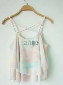 Free shipping summer sexy women's shirt.2015 new of the multi colored tie dyed T shirt double chiffon halter vest ST195|shirt software|shirt