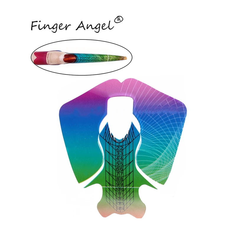 Фinger Angel 50/100/500 шт. пластиковые формы для наращивания ногтей в форме радуги УФ гель