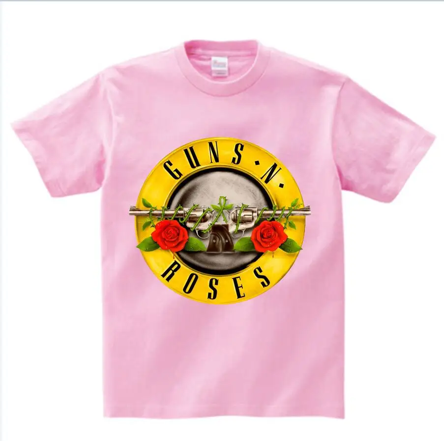 pink childreT-shirt Футболка с надписью «guns N Roses» детская футболка из чистого хлопка с круглым вырезом Детский костюм для маленьких мальчиков и девочек NN - Цвет: pink childreT-shirt