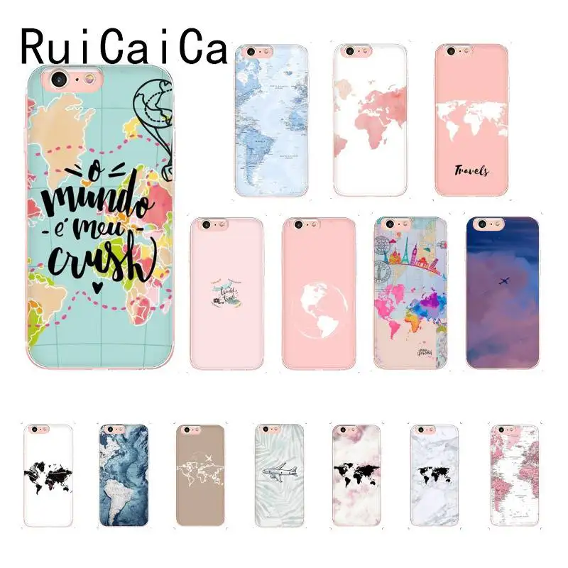 Чехол для телефона RuiCaiCa с картой мира iPhone 5 5Sx 6 7 7plus 8 8Plus X XS MAX XR 11 11pro 11promax|Бамперы| |
