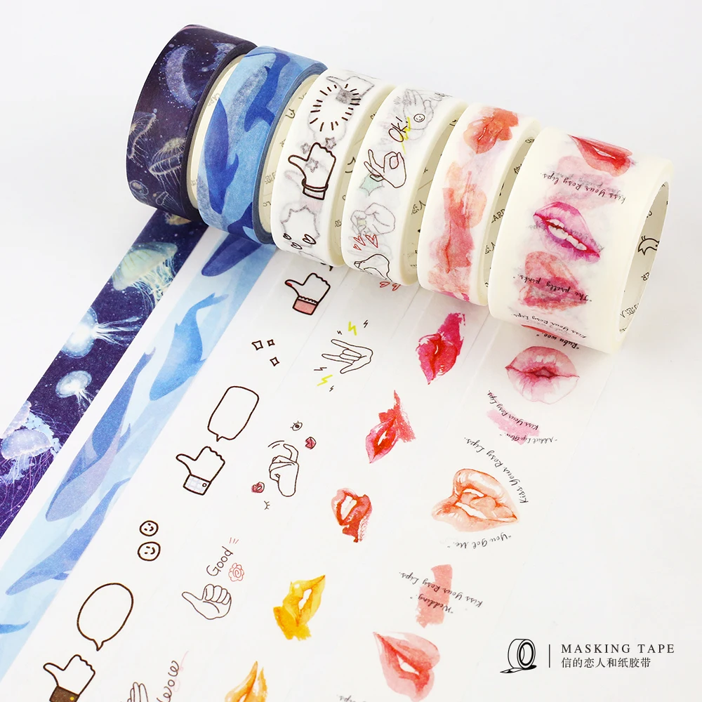 JIANWU 15mmx7m Lovely wind creative and paper tape diary decorative stickers stationery kawaii | Канцтовары для офиса и дома