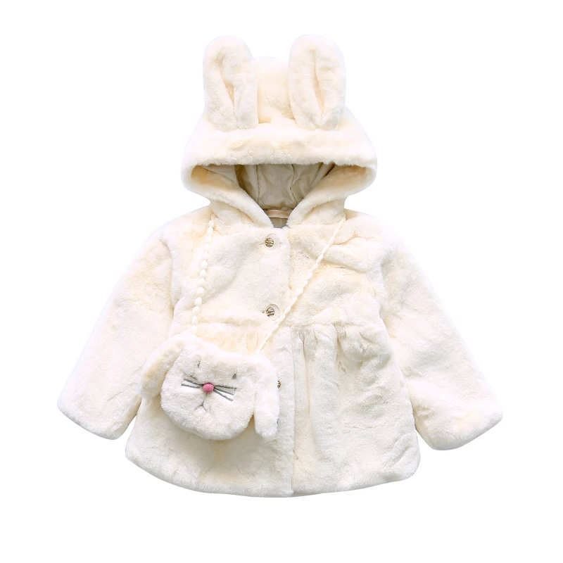 Комплект из 2 предметов розовая куртка с капюшоном милым кроликом для девочек