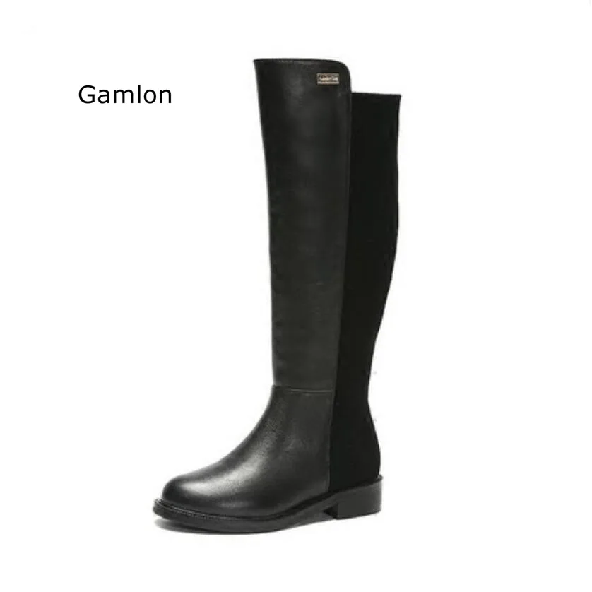 Gamlon/сапоги из натуральной кожи для девочек тонкие сапоги принцессы Новинка 2018