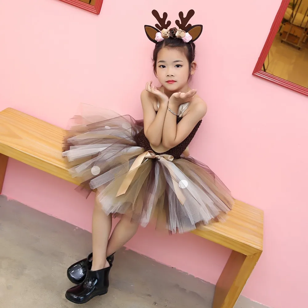 Baby Toddler Girl Birthday Party Dress Autumn Christmas Suit Halloween Cute Deer Animal Costume Set Tutu | Детская одежда и обувь