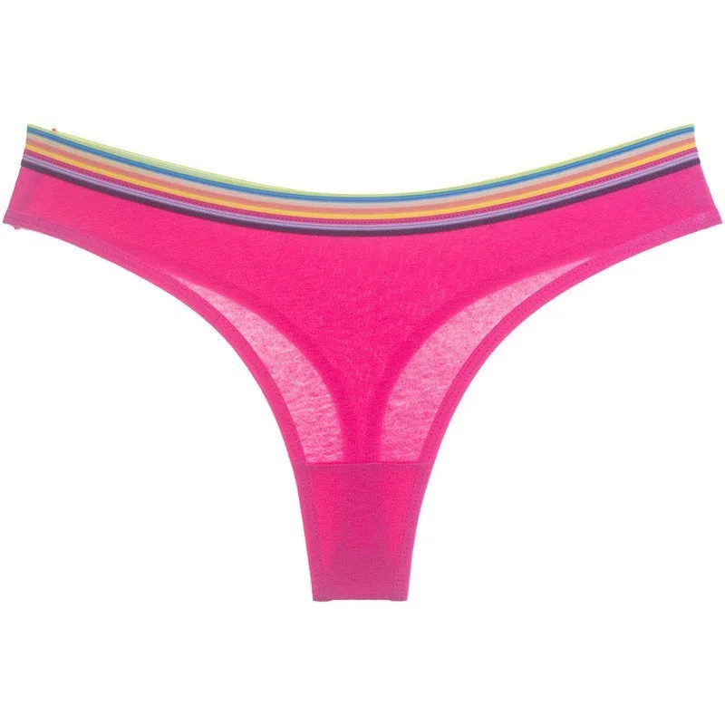 hot pink Lanmaocat, сексуальный спортивный купальник бикини, для женщин, хлопок, стринги для леди, на заказ, с принтом логотипа, женское нижнее белье, трусики - Цвет: hot pink