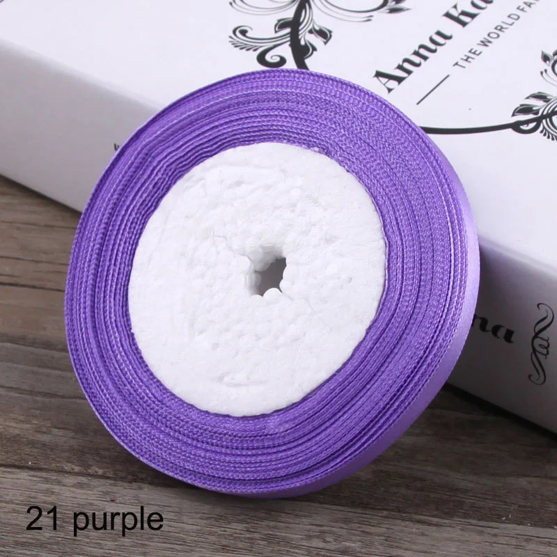 21 purple 25 ярдов атласная лента 10 мм корсажные ленты DIY лук Ремесло Декор для упаковки подарков Свадебная вечеринка украшения принадлежности для скрапбукинга - Цвет: 21 purple