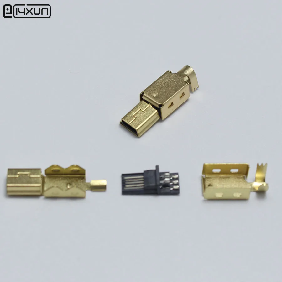 2 комплекта мини USB 5PIN сварочный Тип штекер Позолоченные разъемы 4P хвостовой