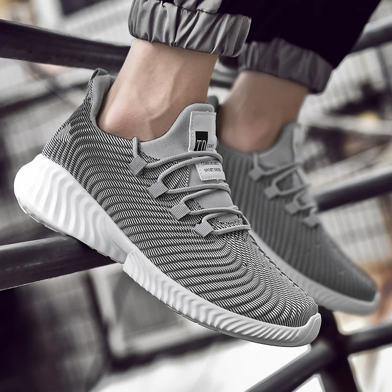 2019 осень вразлёт плетение для мужчин кроссовки дышащие сетчатые спортивные