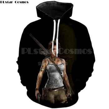 color as the picture PLstar Cosmos классические игры Tomb Raider Hoodie Модный женский мужской свитер с капюшоном Heroine Lara Croft 3d печать Hoody - Цвет: color as the picture