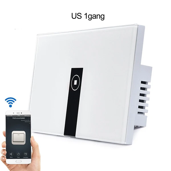 US 1gang США 1 2 3 4 банда WiFi умный настенный сенсорный светильник переключатель беспроводной дистанционный светильник умный дом контроллер работа с Alexa Google Home Tuya - Комплект: US 1gang