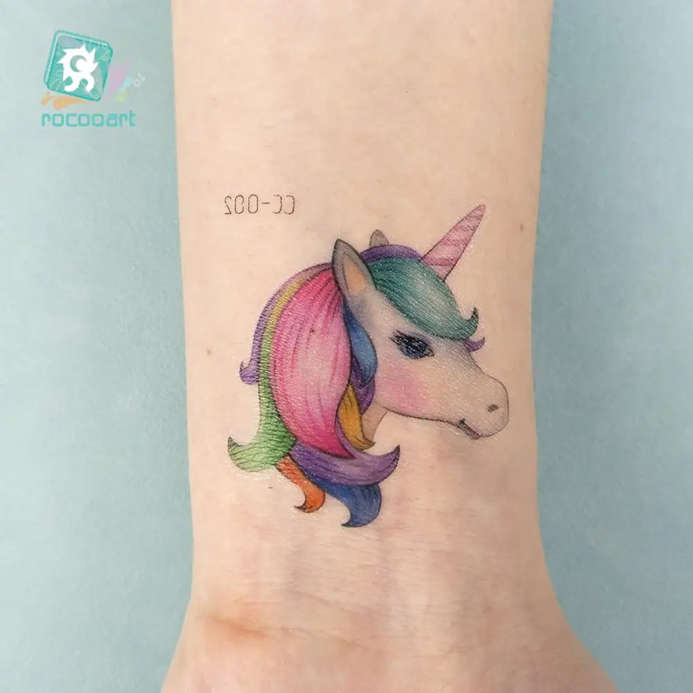 Новинка мультяшная Татуировка единорога для детей милая лошадь собака олень