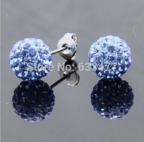 MZ10K05 19 цветов 10ММ Shamballa Бренд Сережки ввиде Диско Шара Shamballa Серьги из кристалов Украшения для Женщин - Окраска металла: MZ10K05