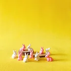 Оптовая продажа 10 шт.милый кроликминиатюрымилые кошкиЖивотныеСказочный Садовый Гномдекорация для террариумаремеслаБонсаймодельфигурка