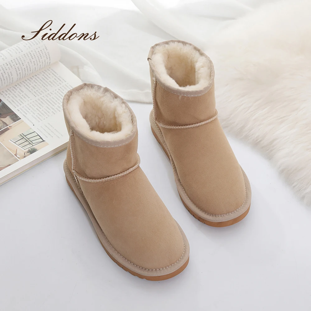 SID0008 Australian FUR WOOL snow boots women's low tube short winter warm cotton anti slip beef tendon bottom | Обувь