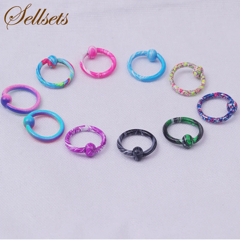 Sellsets Новая мода 100 шт./лот Нержавеющая сталь Пленница бисера Кольца спирали пирсинг Соски Кольца