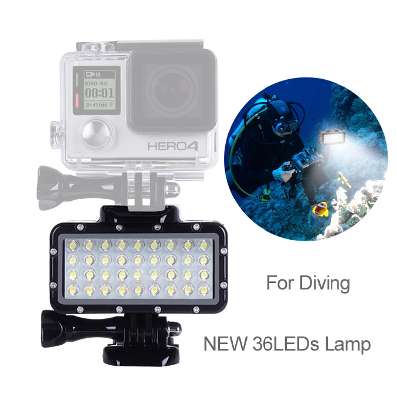Водонепроницаемая лампа для дайвинга 36 светодиодов 45 м GoPro Hero7 5 4 Hero3 Xiaomi Yi 4K + Lite mijia